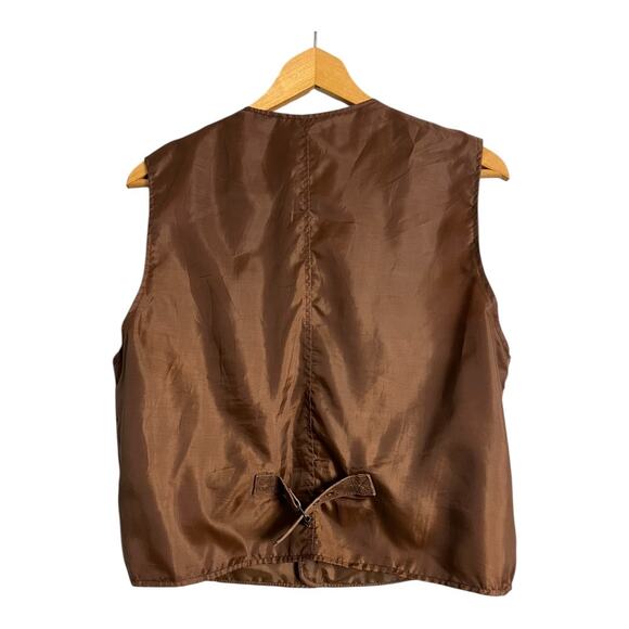 Men's Brown Suede Leather Western Cowboy Vest Small Yellowstone Rustic Rodeo - Picture 2 of 4